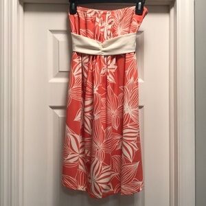 Strapless Coral and White Floral Fun Dress